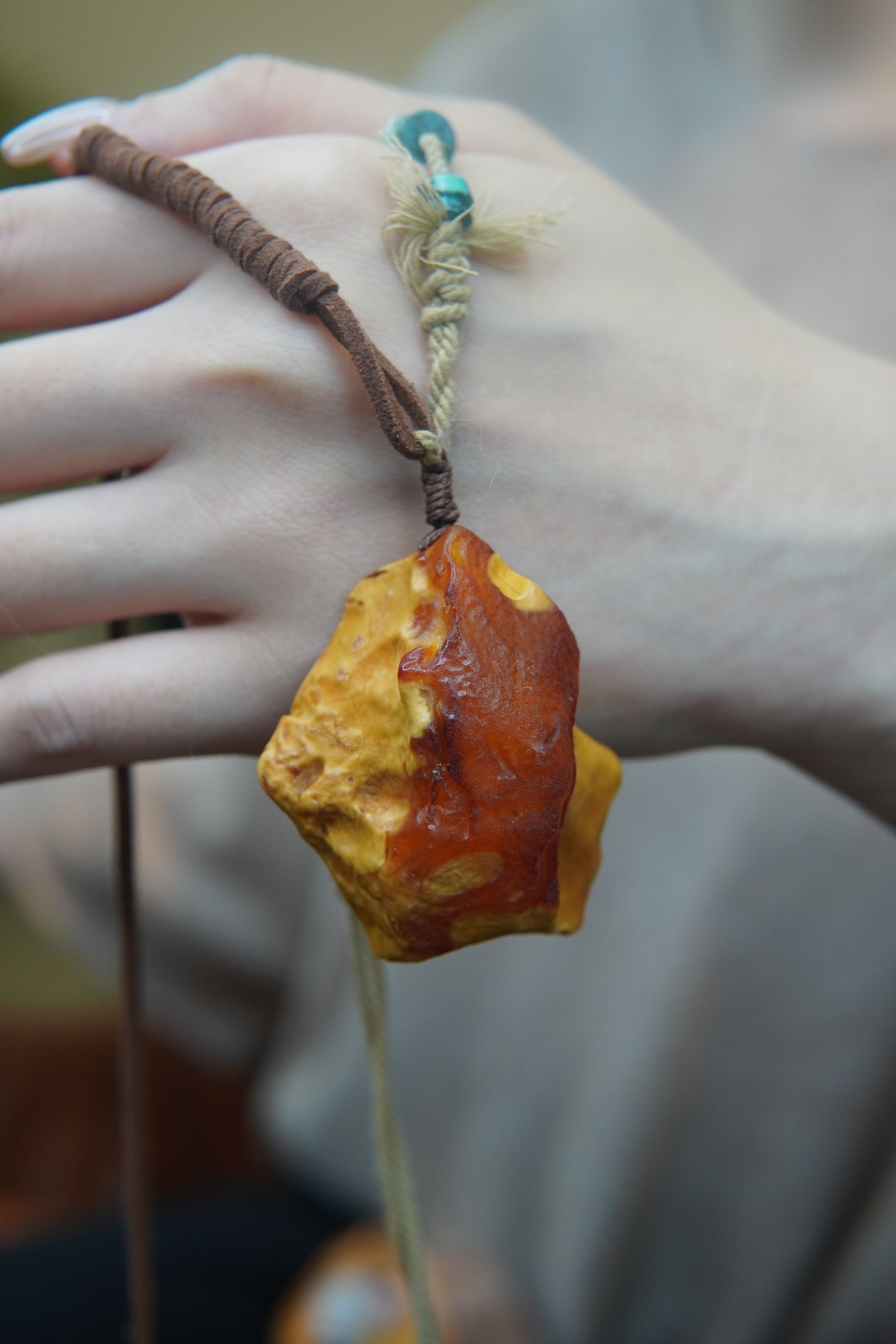 蜜蜡锁骨链*蜜蜡吊坠设计款*蜜蜡项链设计款*长短可调节蜜蜡单珠