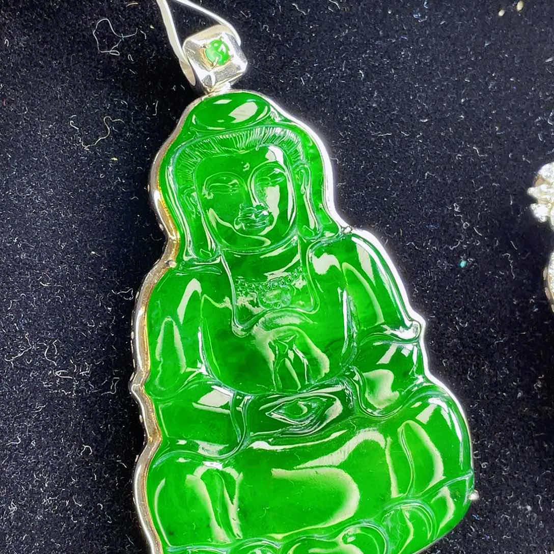 翡翠吊坠(不含链)银S925镶嵌