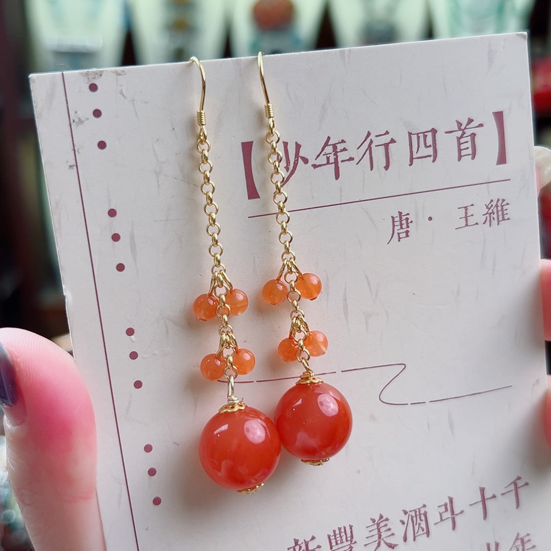 挂件玛瑙未镶嵌耳环