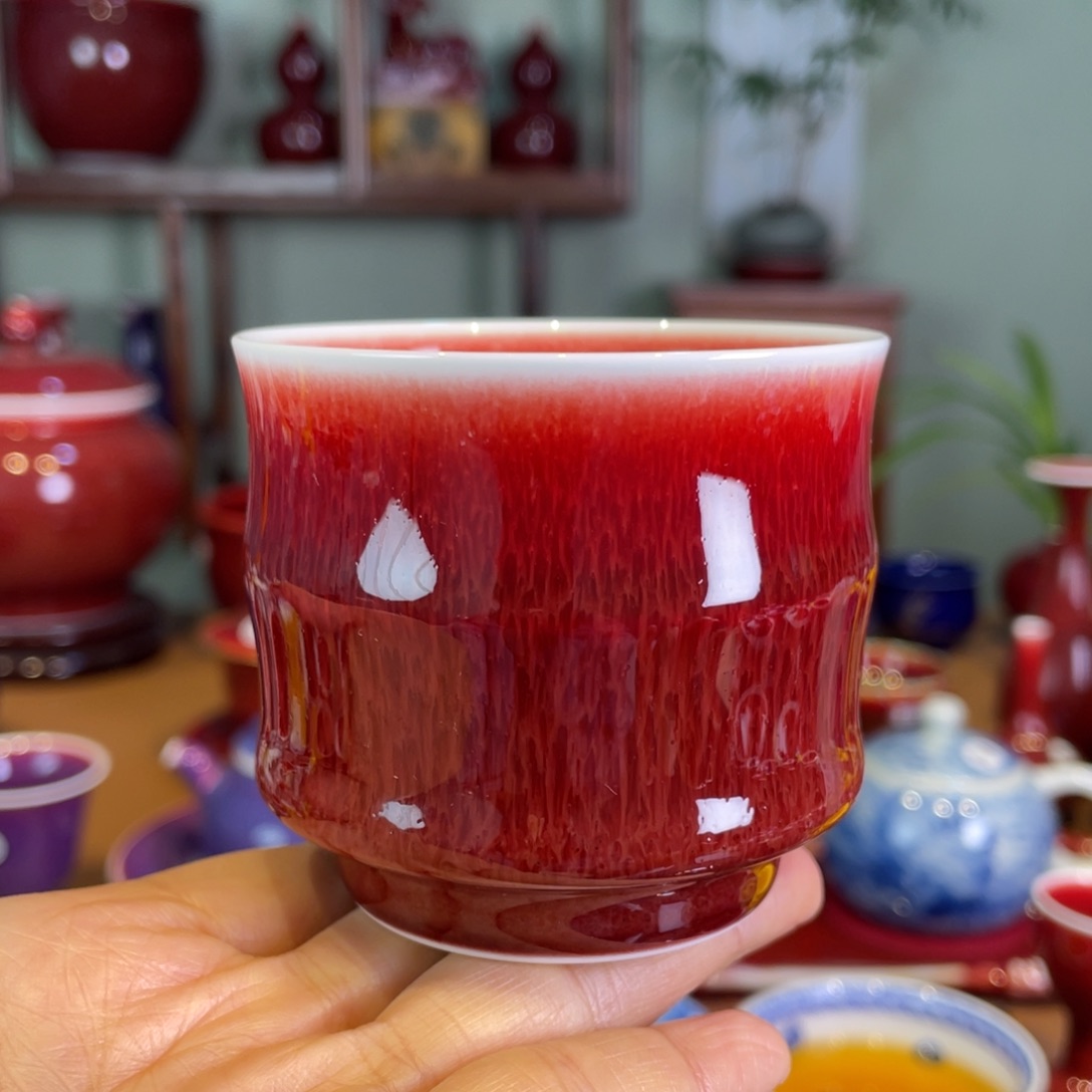 清欢雅玩原矿郎红竹节杯