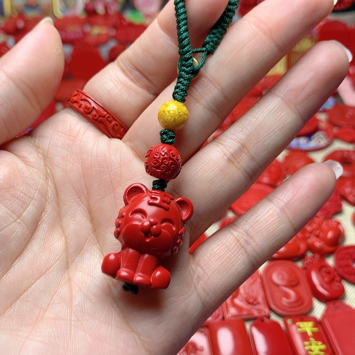 天然辰砂工艺品朱砂钥匙扣