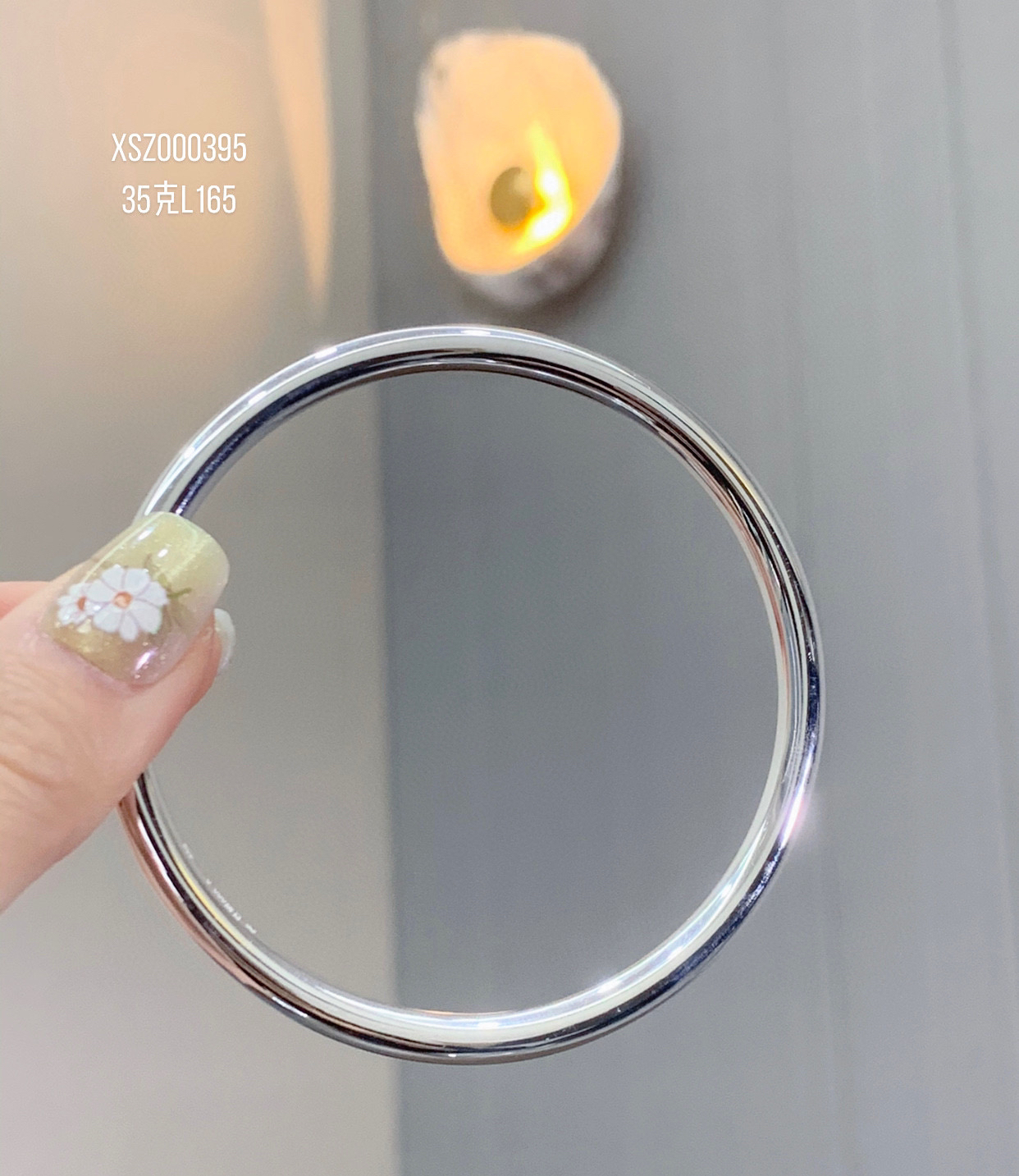 足银手镯 银大福足银9999纯银光面圆棍圆条手镯子闭口素圈正 银镯