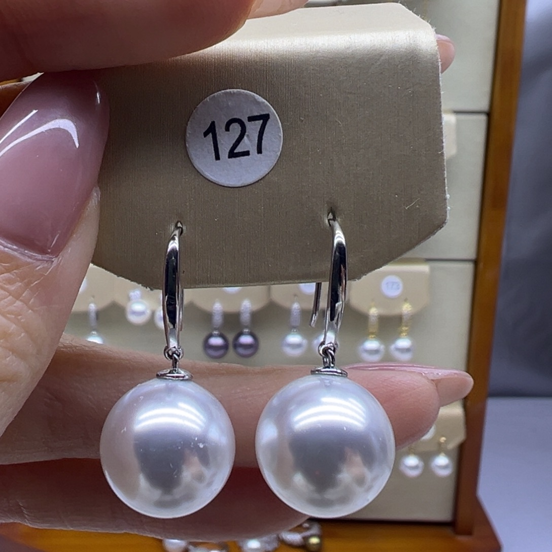 银S925镶嵌淡水珍珠耳饰