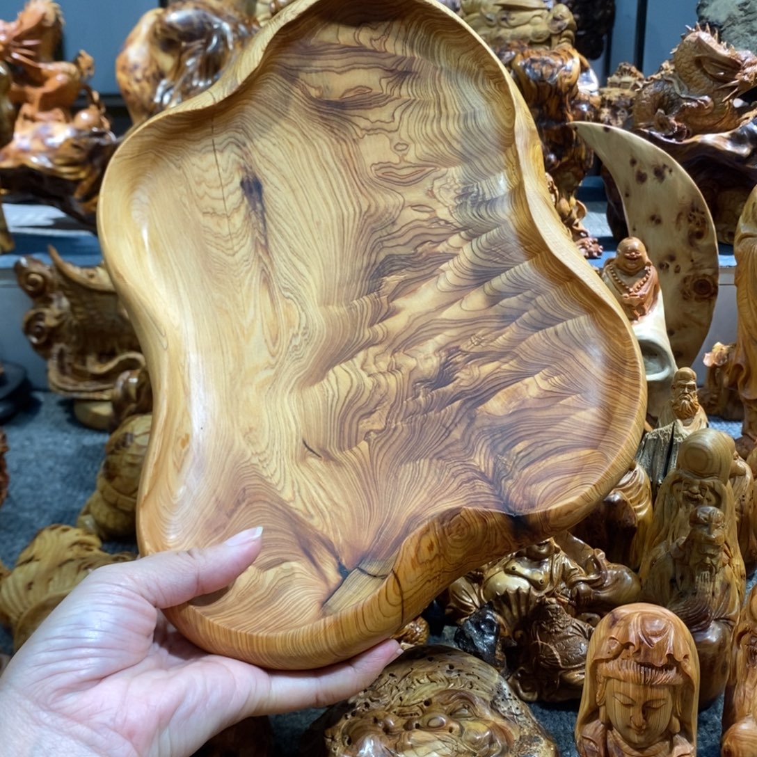 木崖柏工艺品果盘