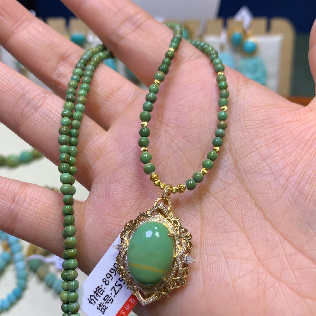 绿松石项链18K金镶嵌