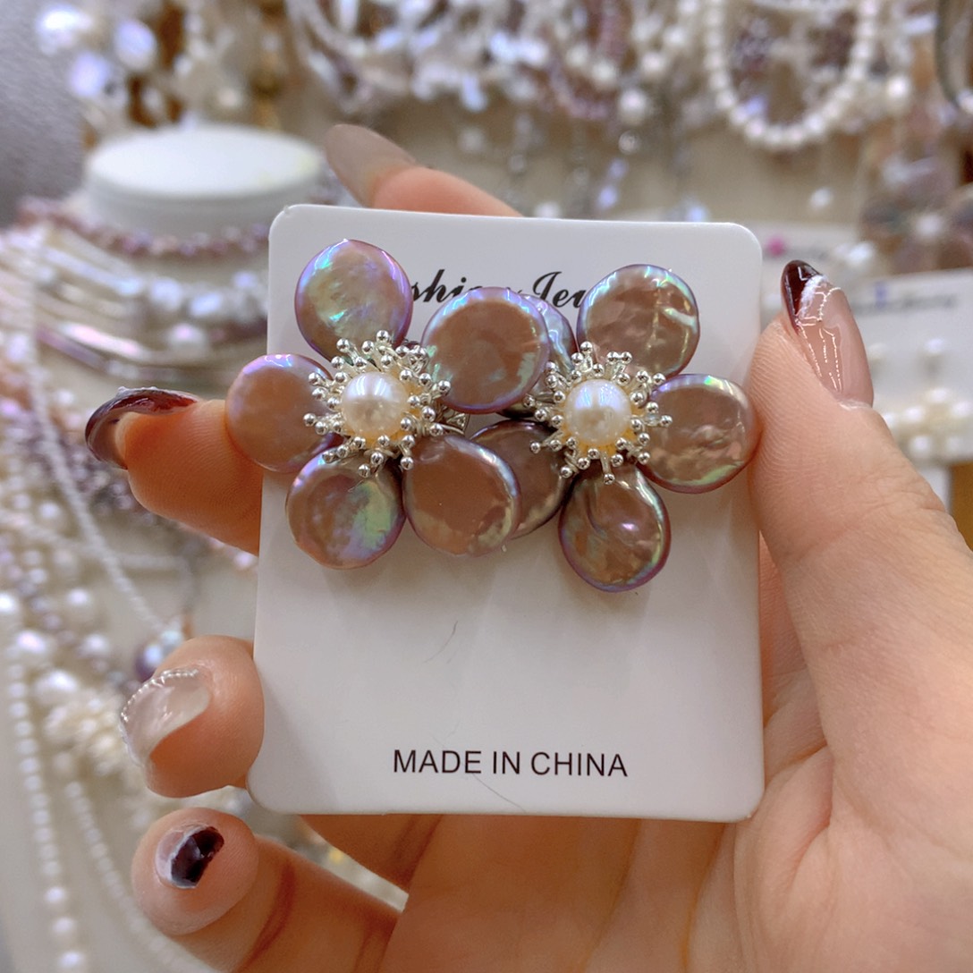 淡水珍珠耳饰合金