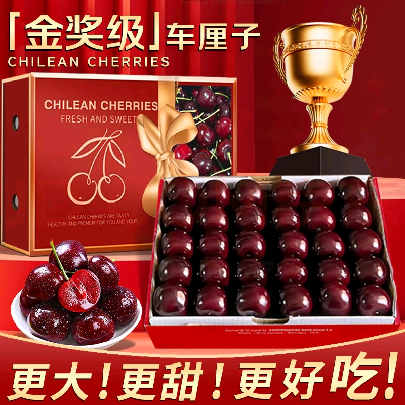 智利进口车厘子3J礼盒空运桑缇娜大樱桃脆甜整箱内附果径卡