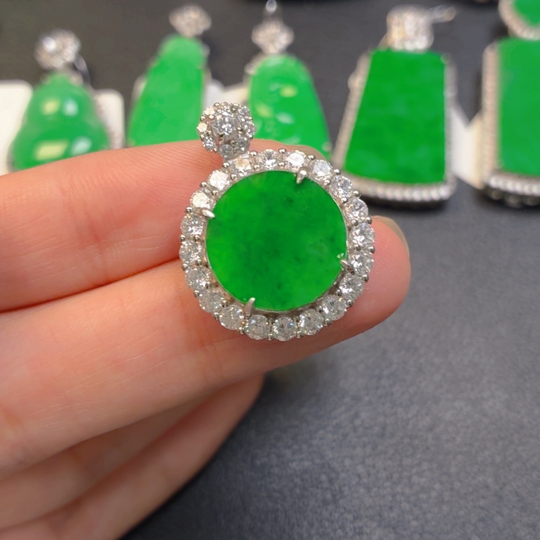 翡翠银S925镶嵌吊坠(不含链)