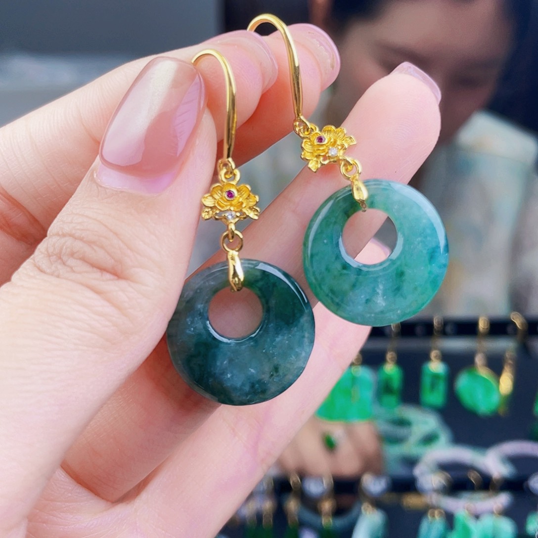 翡翠未镶嵌耳饰饰品