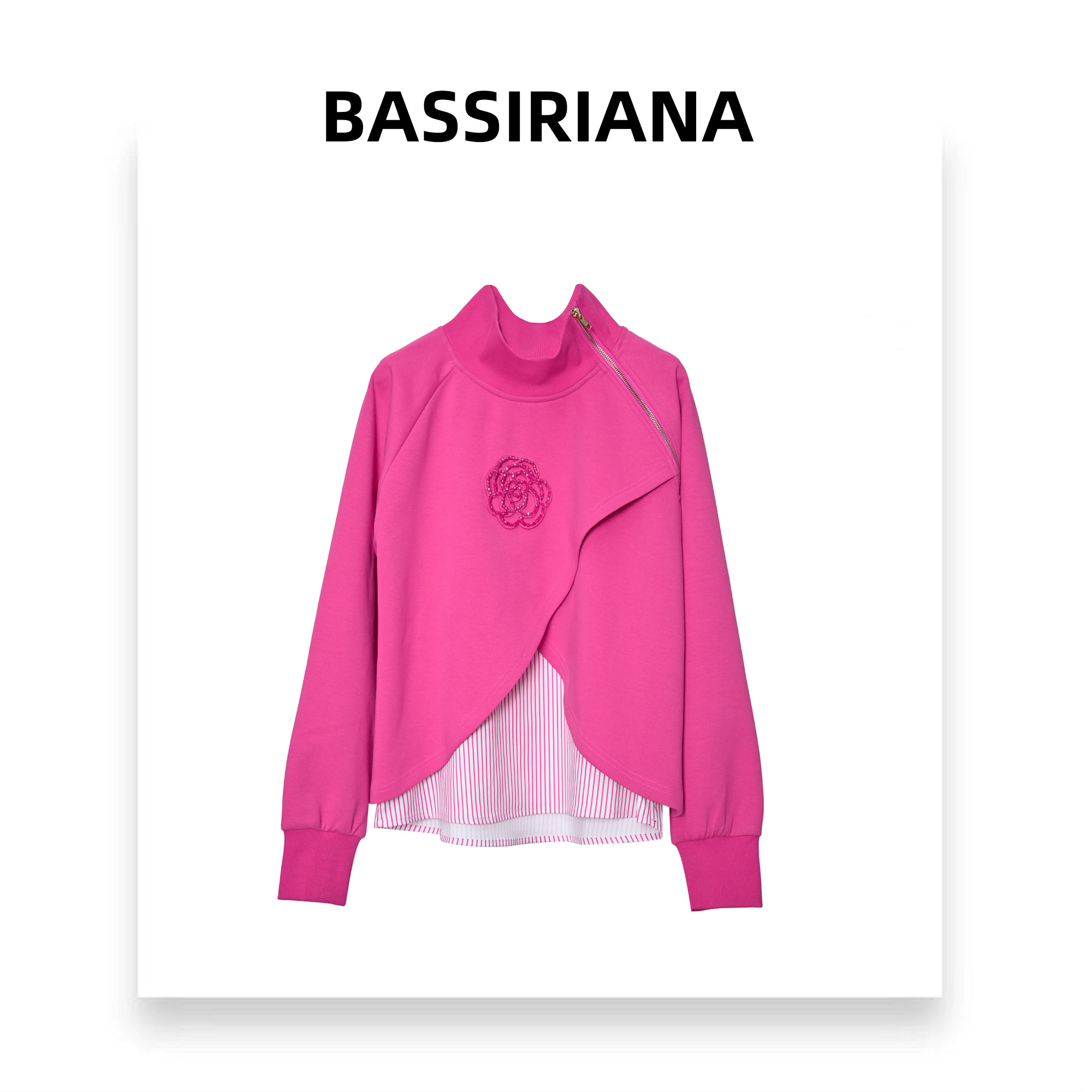 小尧【BASSIRIANA】轻奢气质针织设计师山茶花时尚女士毛衣211584