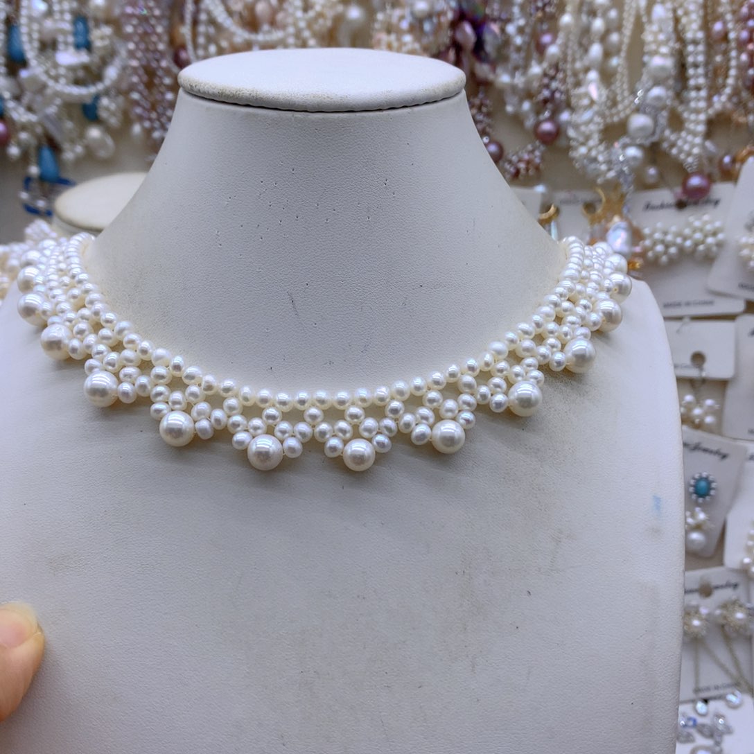 止***心银S925镶嵌淡水珍珠项链耳饰