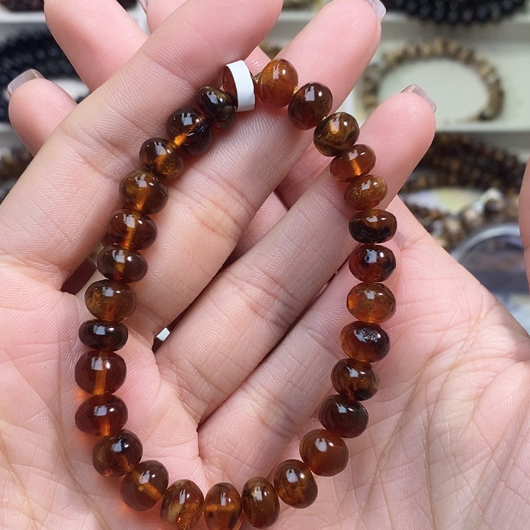 贼***劲琥珀未镶嵌手链8➕