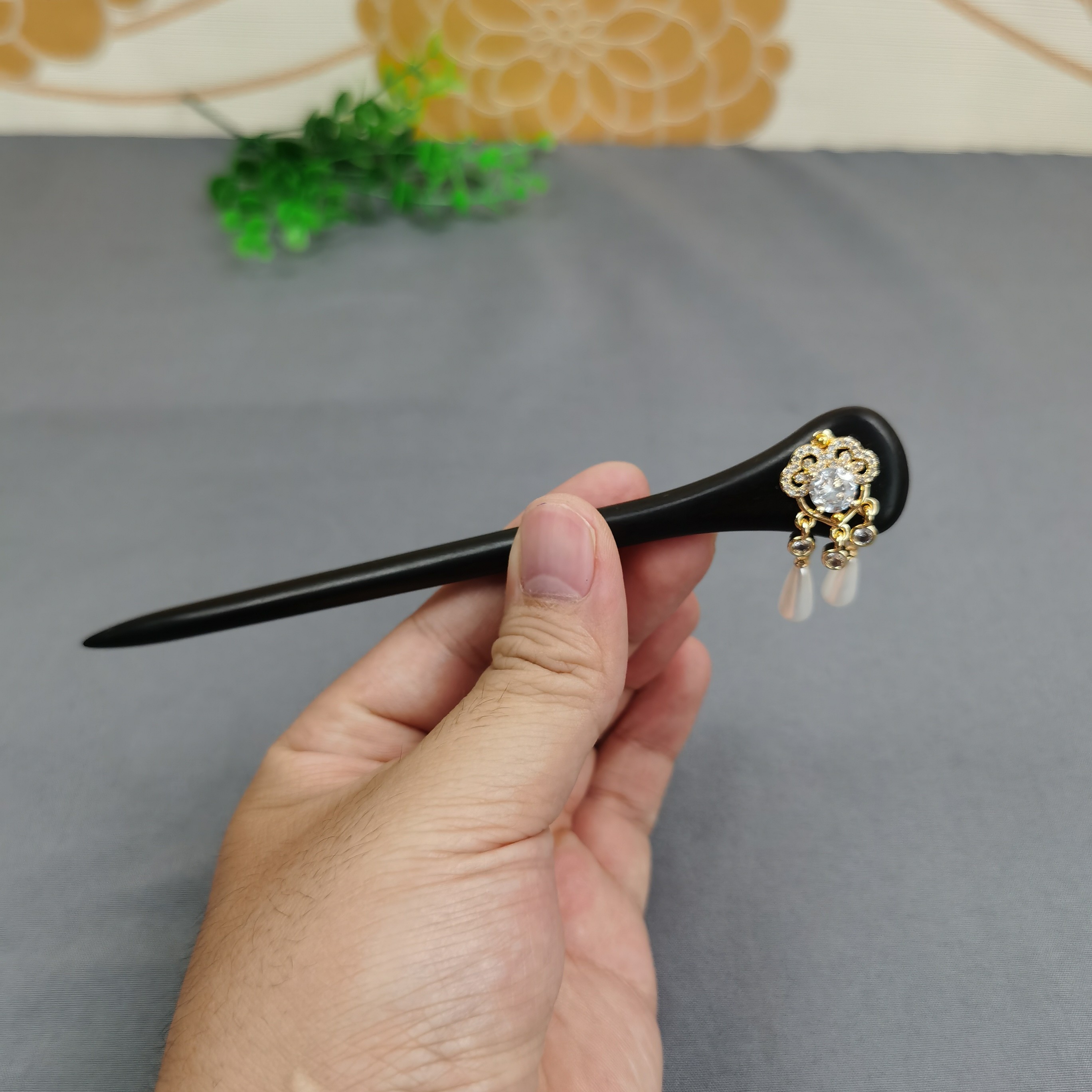 15厘米黑檀木发簪发钗新中式头饰发饰配饰古风盘发簪簪子简约现代