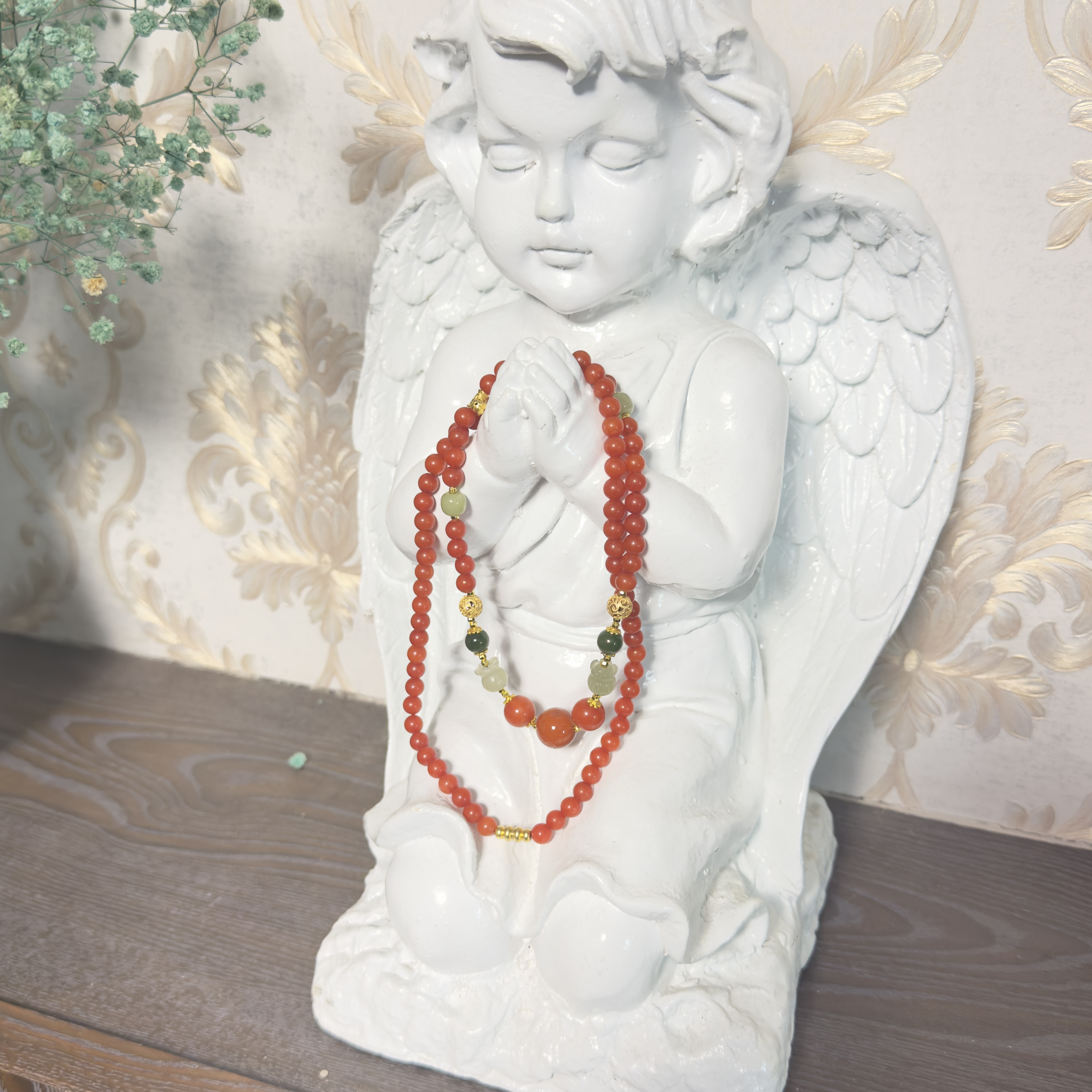 非金属棉绳项链 【胜华严选】“绿肥红瘦”南荭碧钰项链