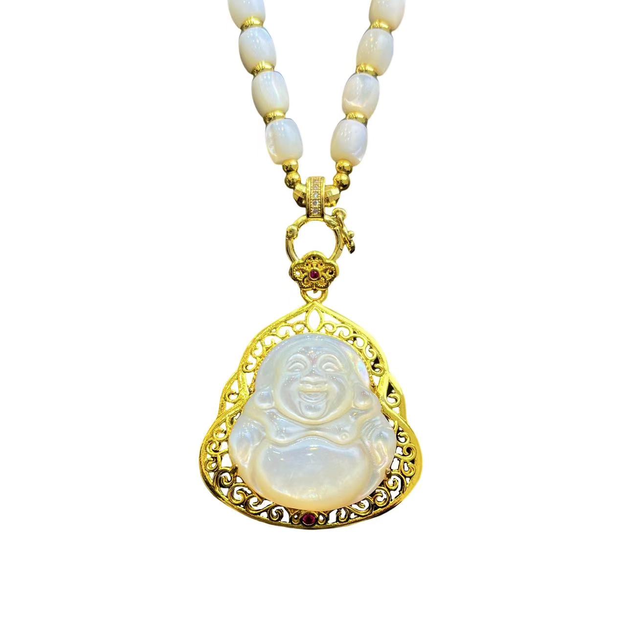 雪花白贝母吊坠A28-138赠链礼盒（多样性发）