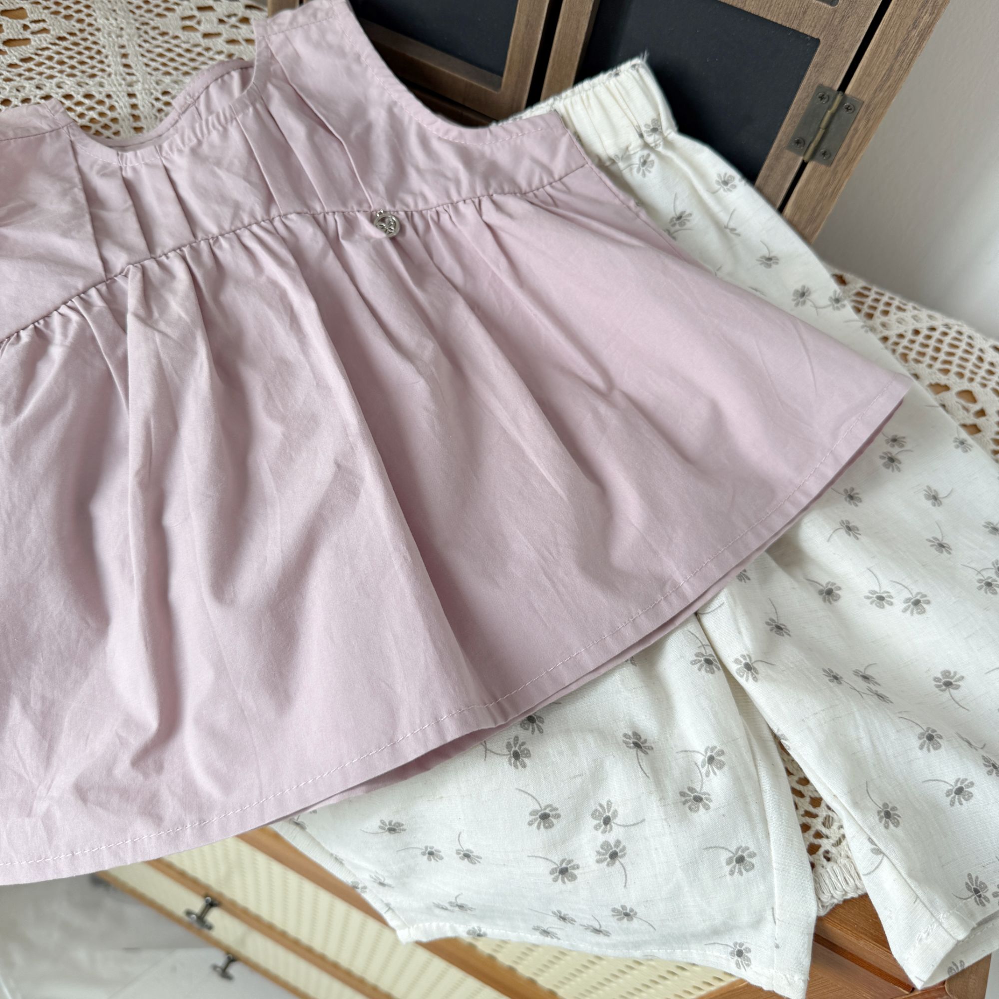 夏款-SPXW-碎花裤棉麻套装-S3295