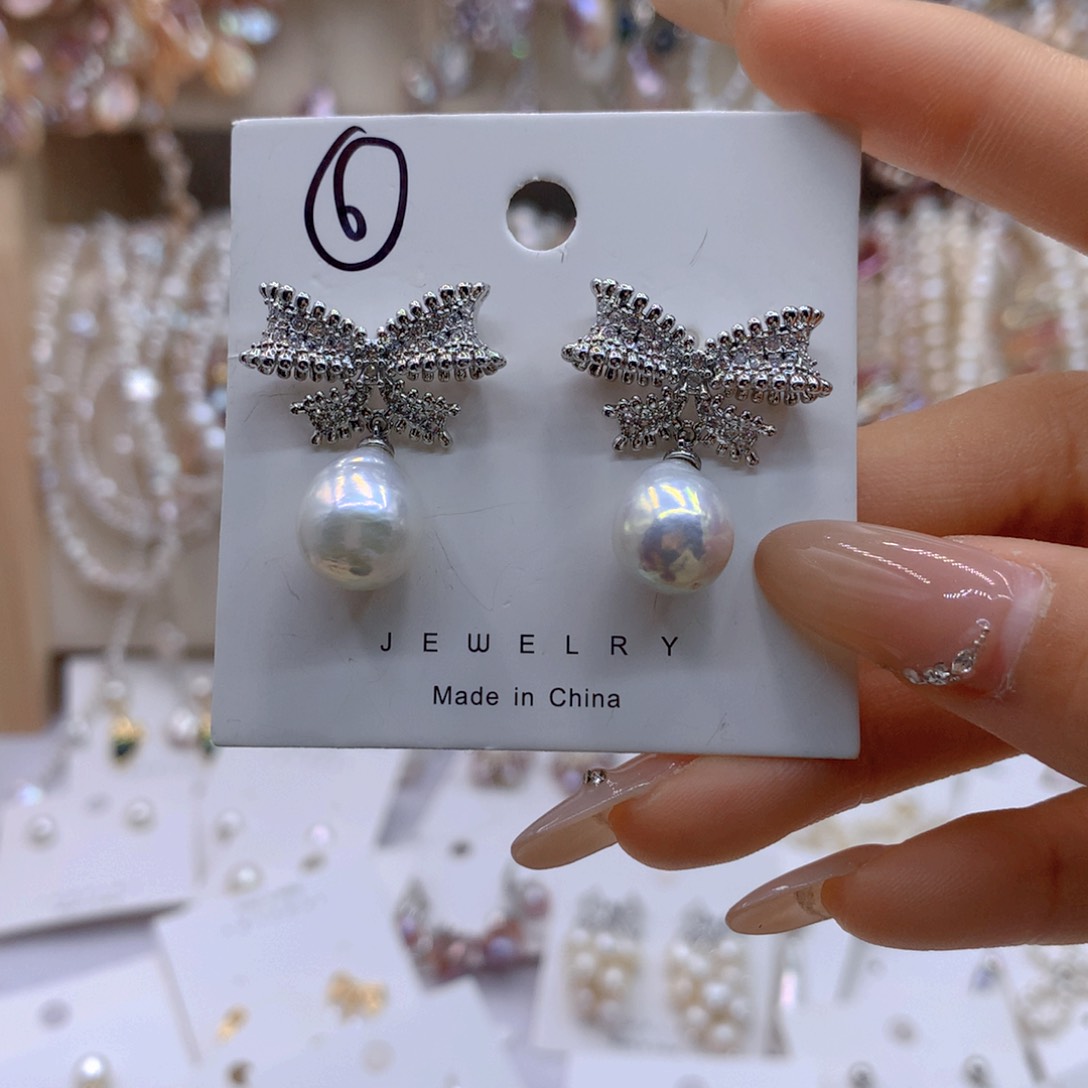 淡水珍珠耳饰银S925镶嵌