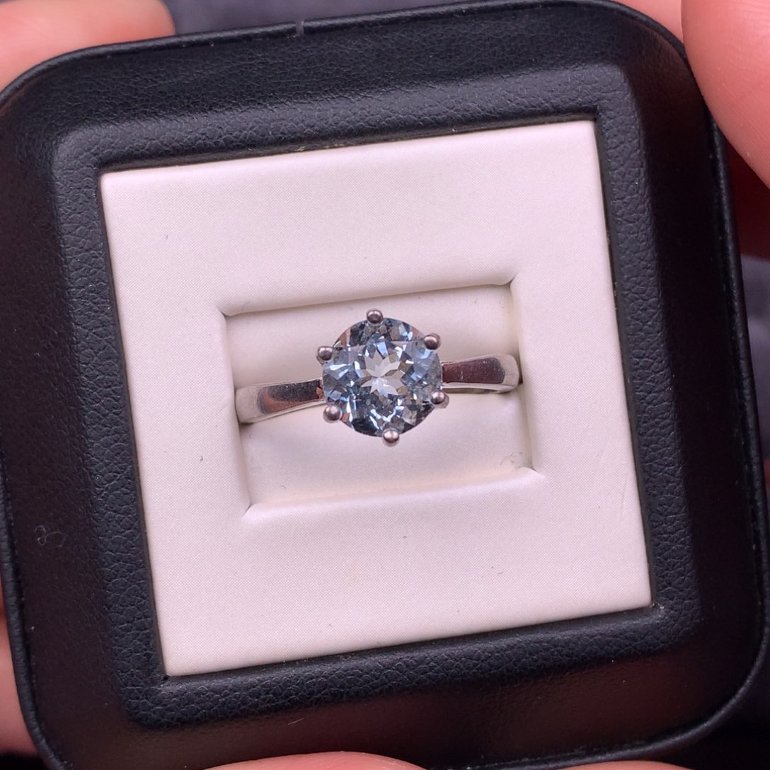 海蓝宝石戒圈银S925镶嵌特价不退不换