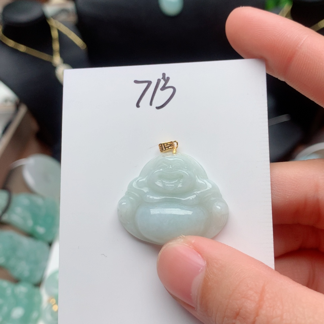 翡翠颈饰银S925镀金镶嵌吊坠