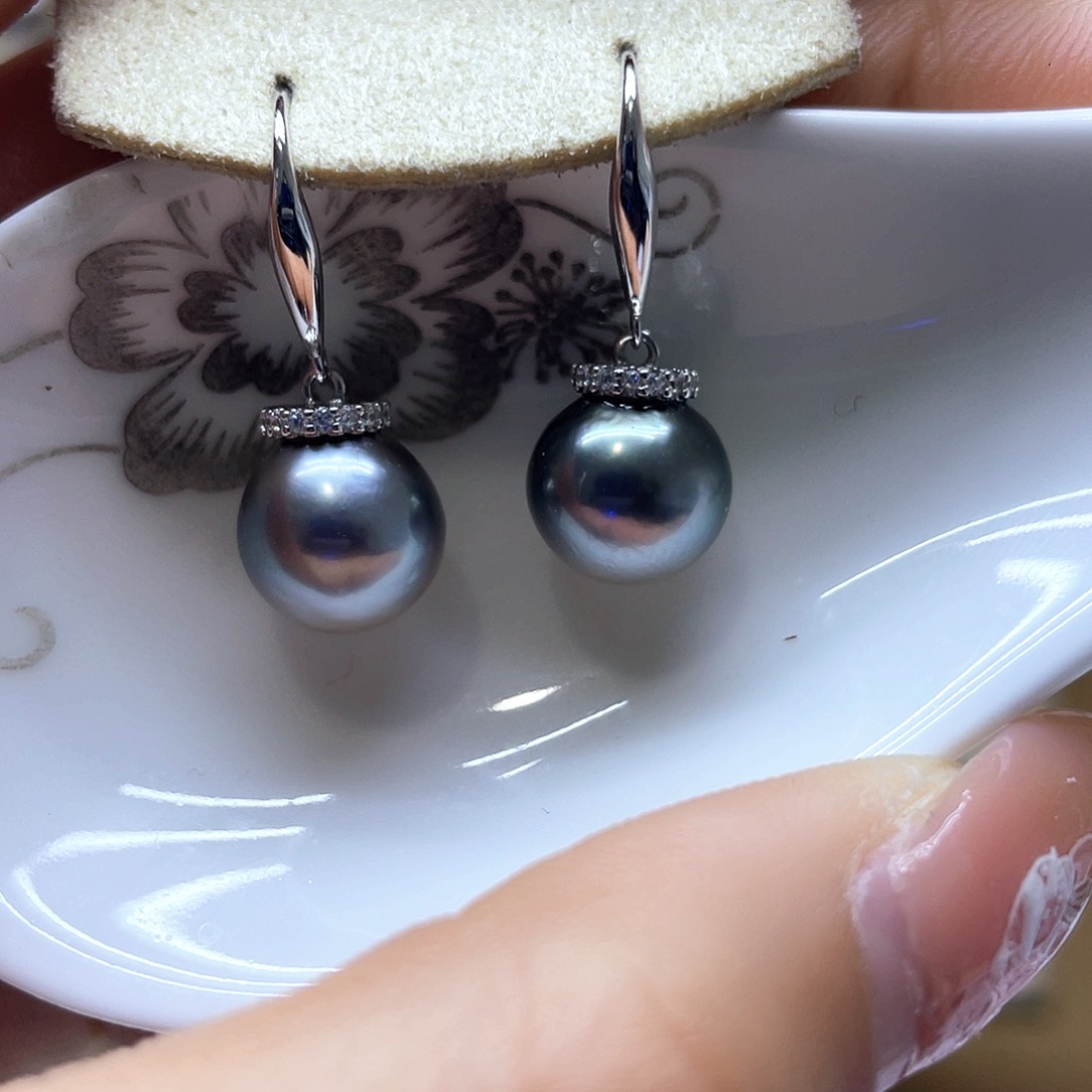 海水珍珠耳饰银S925镶嵌