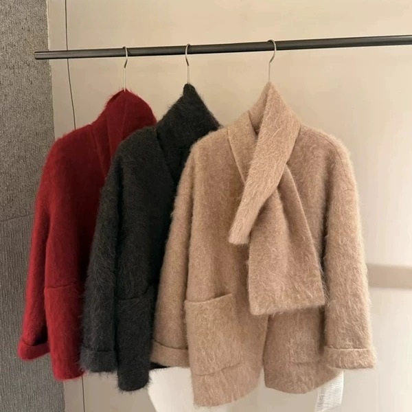 WML/2026冬季新款上新 69899围巾拉绒氛围感大衣外套