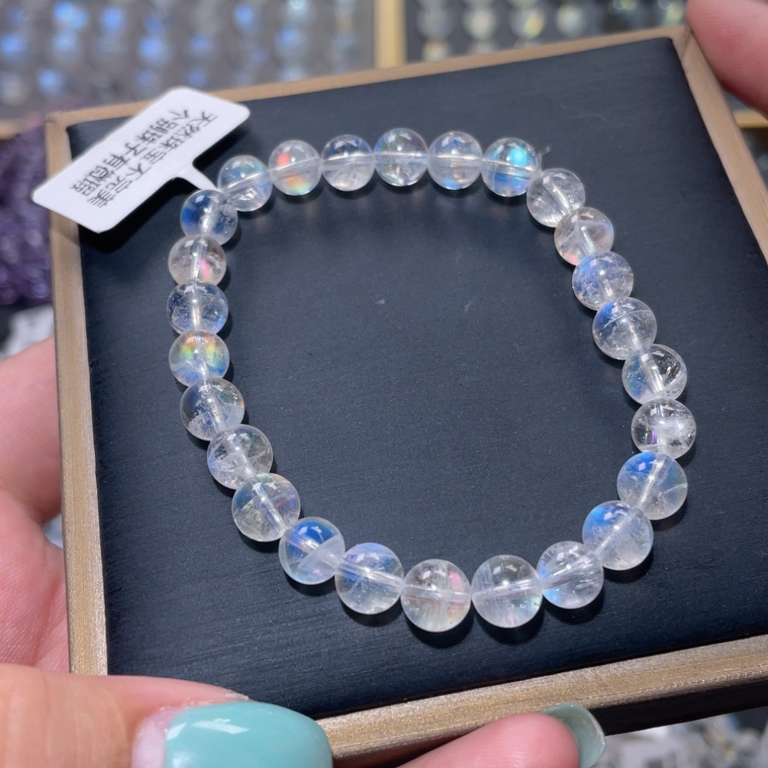 手链未镶嵌长石马岛幻彩月光石手链7.2mm