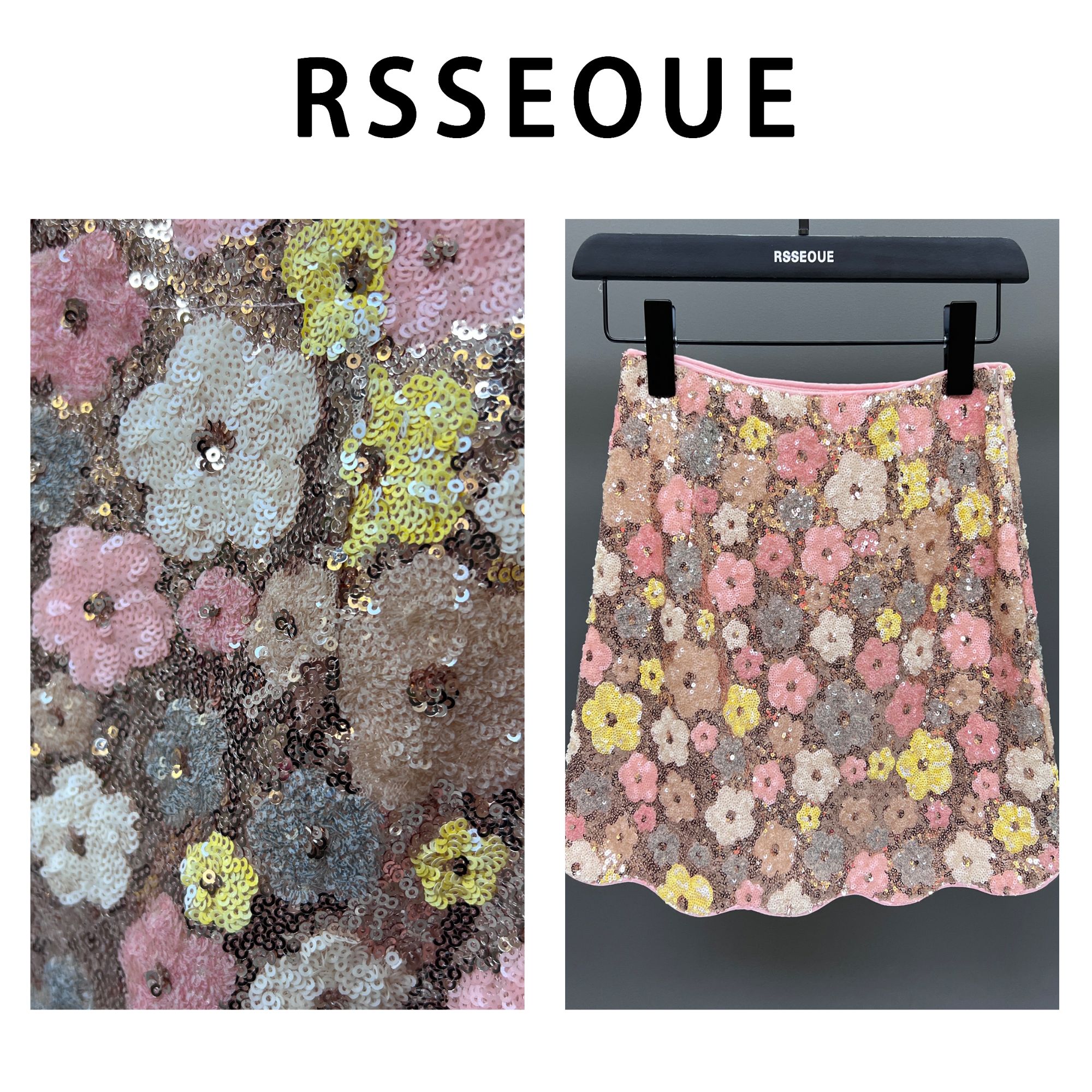 亮片碎花半身裙女夏2025新款A字裙短裙高腰包臀裙半裙裙子裤裙潮