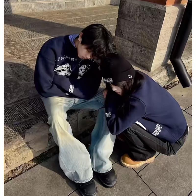 A885 费尔岛提花纽扣开衫毛衣男女秋冬潮牌美式慵懒保暖针织外套