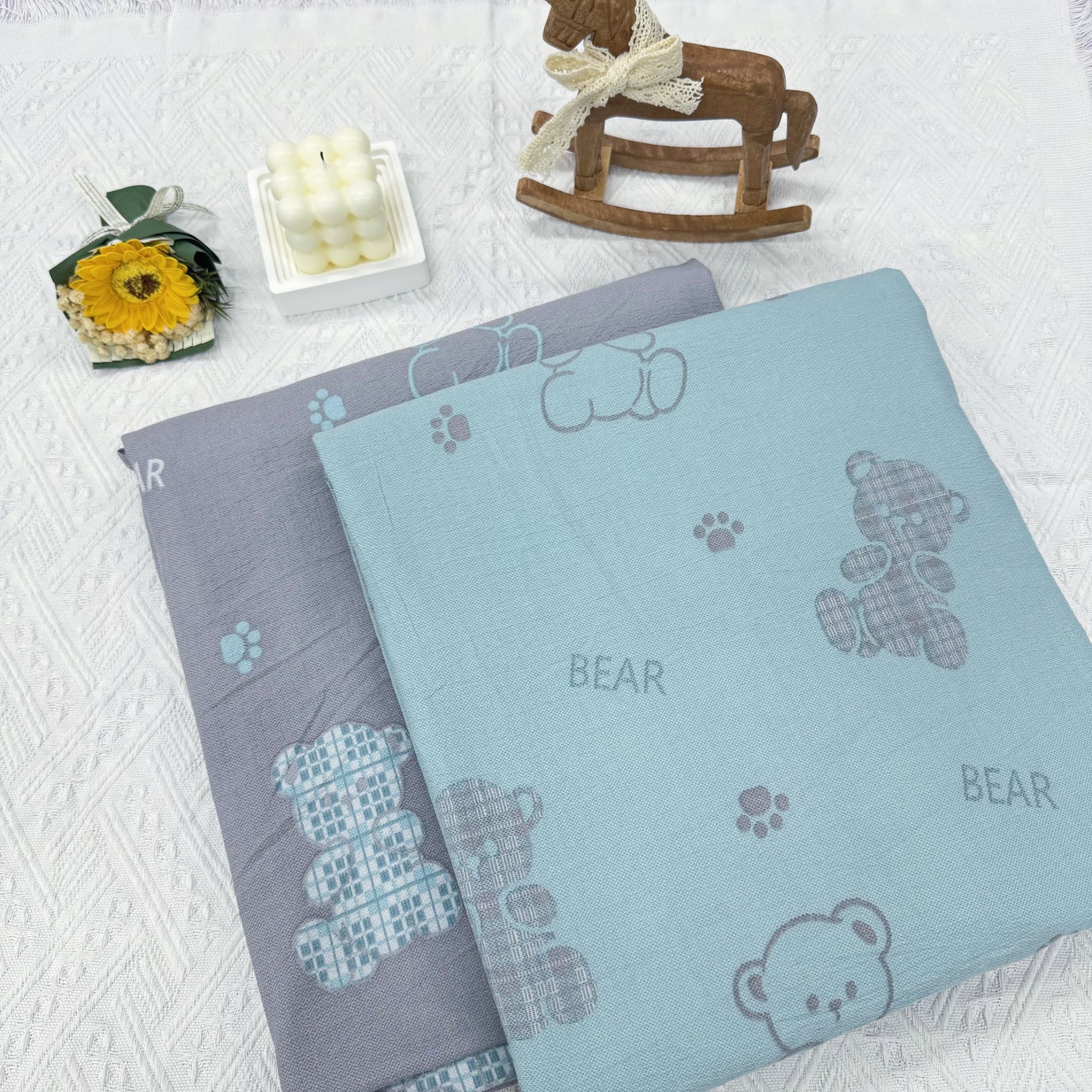 【单人被套】1.6×2.1米加密双股纱布 新款 有氧透气印花【萌萌熊】