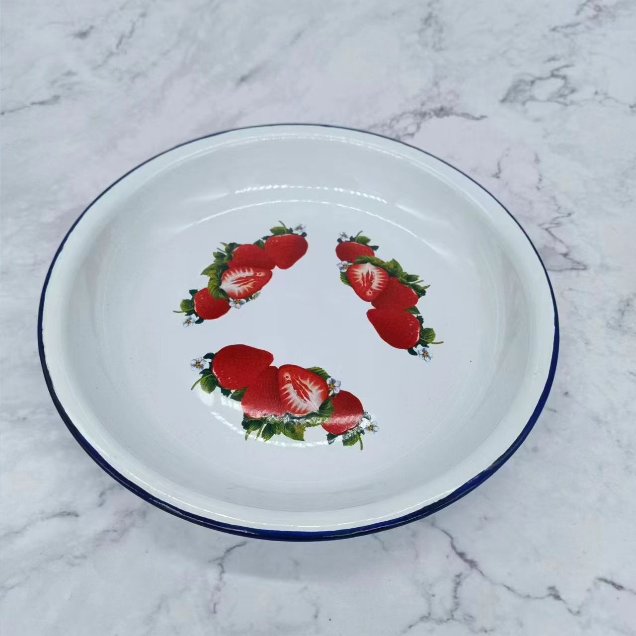 25公分加大加厚老式搪瓷怀旧果盘菜盘水果盘1个