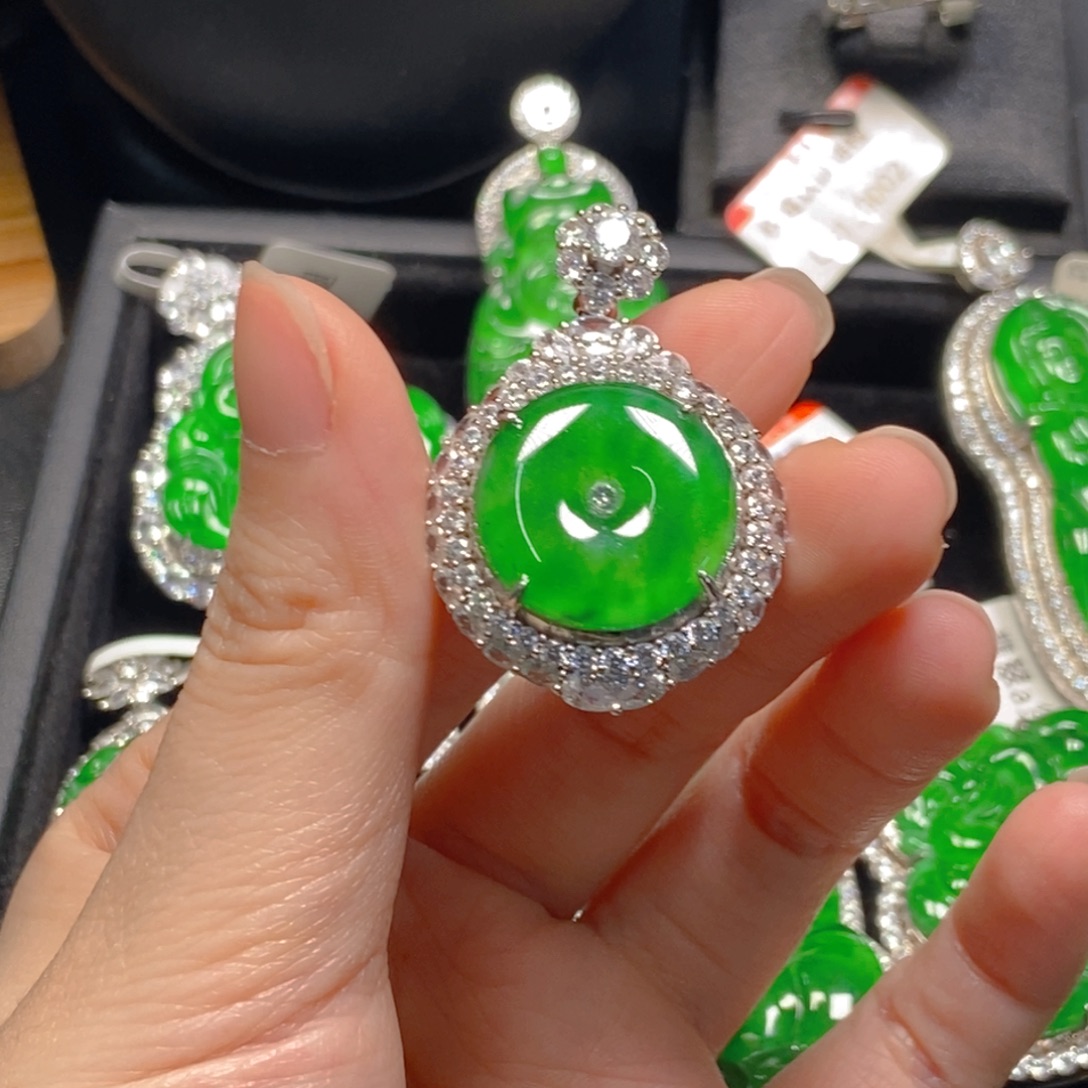 翡翠银S925镶嵌吊坠(不含链)