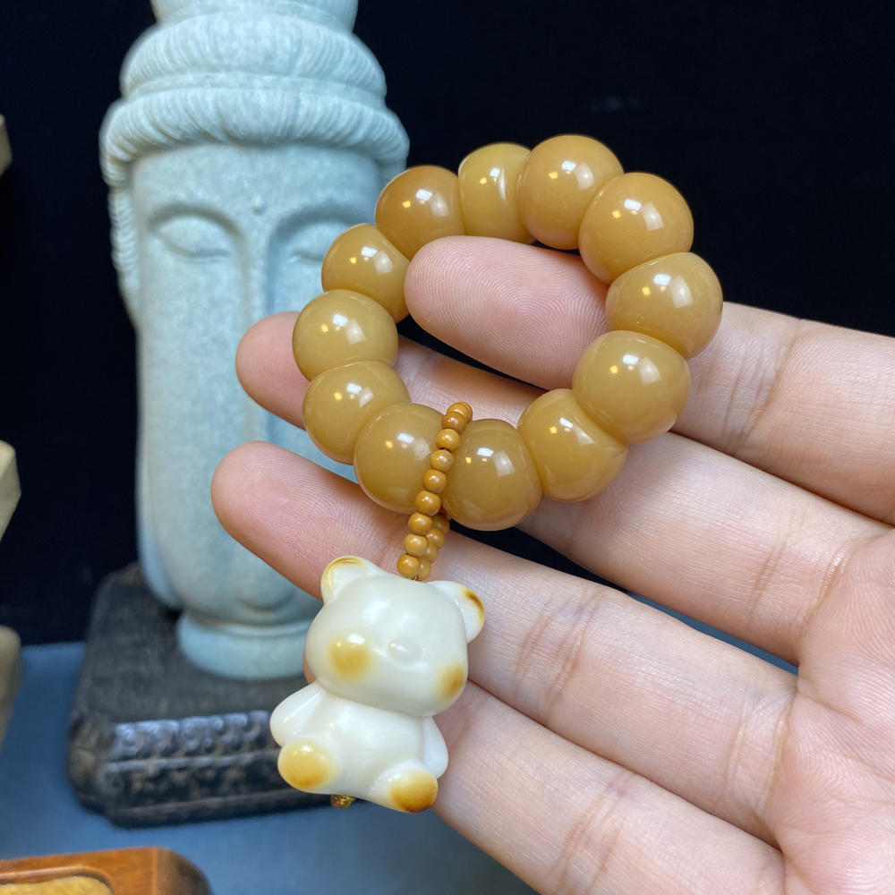 手链 菩提手捻象牙果小熊文玩饰品