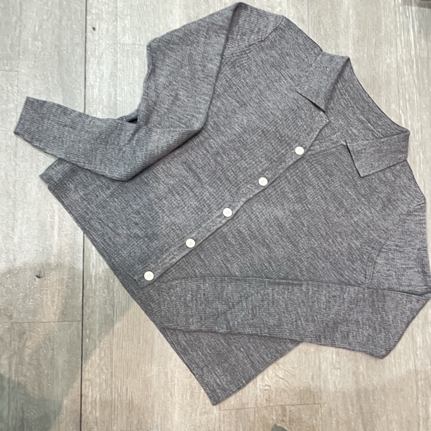 翻领竖坑条长袖针织开衫-果梓276