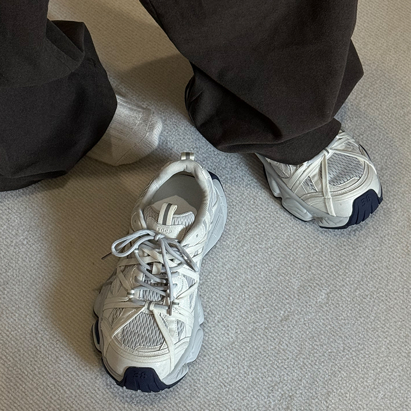 英伦风老爹鞋男款增高板鞋百搭美式复古慢跑运动鞋厚底夏季网面鞋