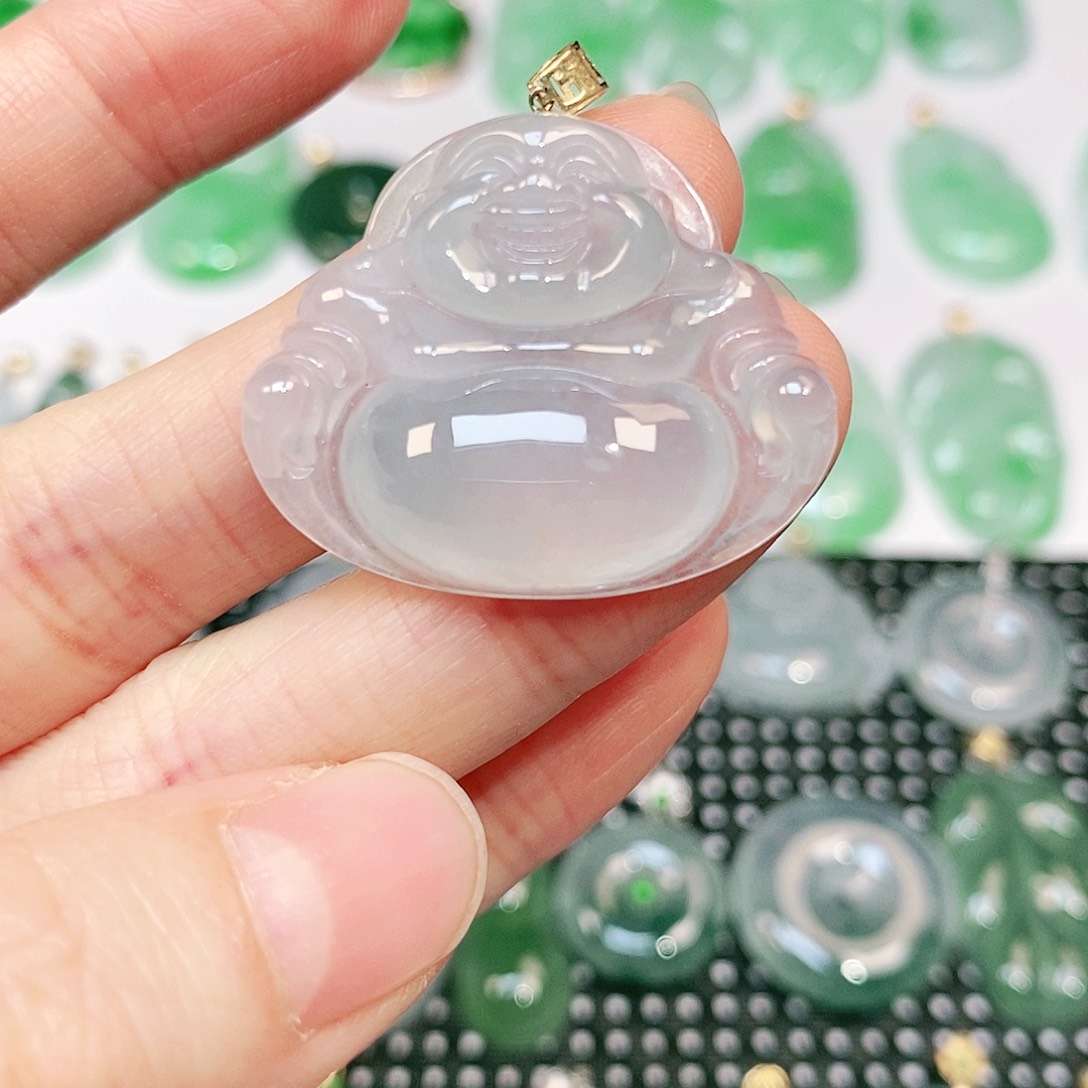 翡翠吊坠(不含链)18K金镶嵌