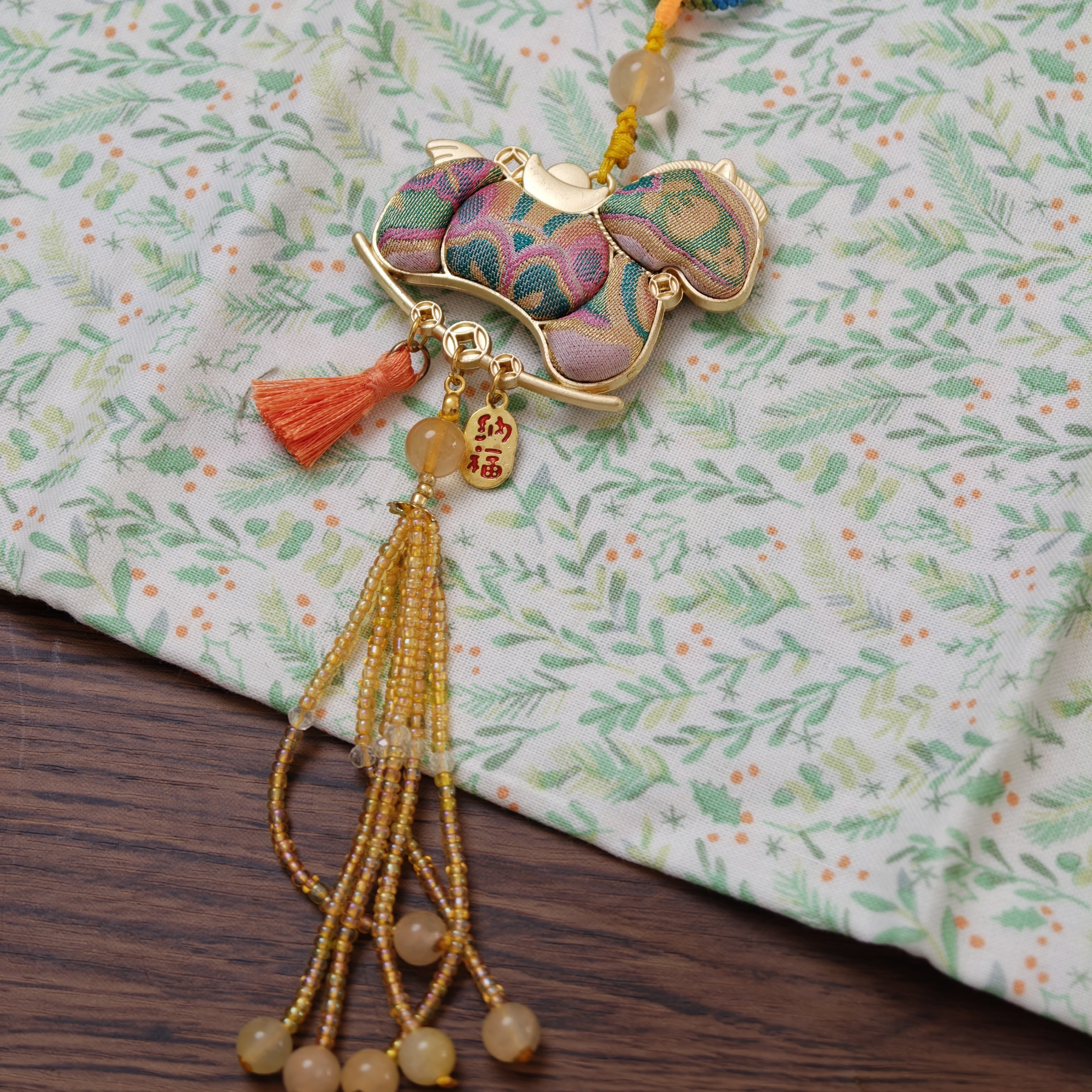 国潮宋锦马上有钱挂件手工DIY材料春节车载挂饰