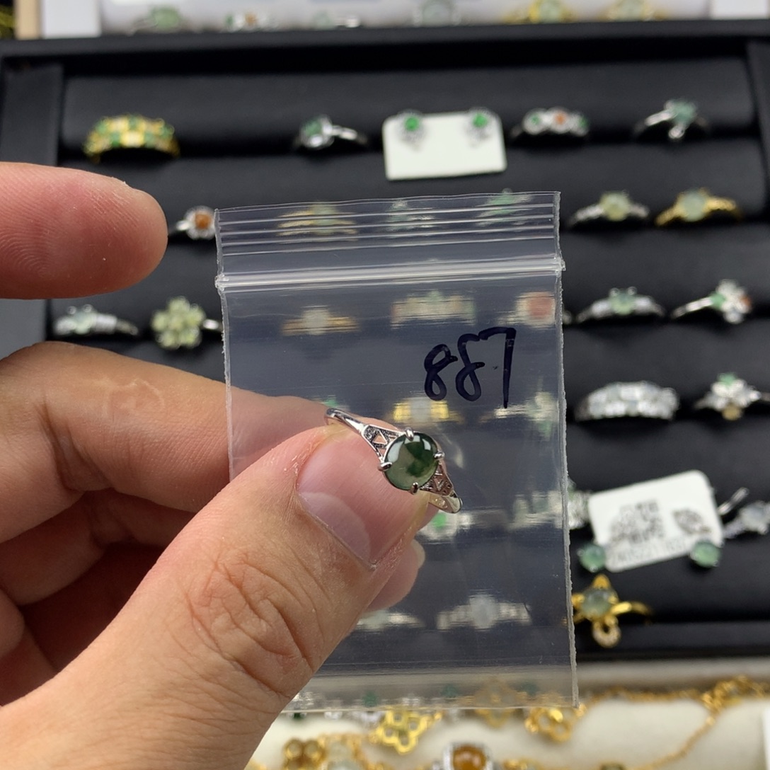 翡翠银S925镶嵌戒指887