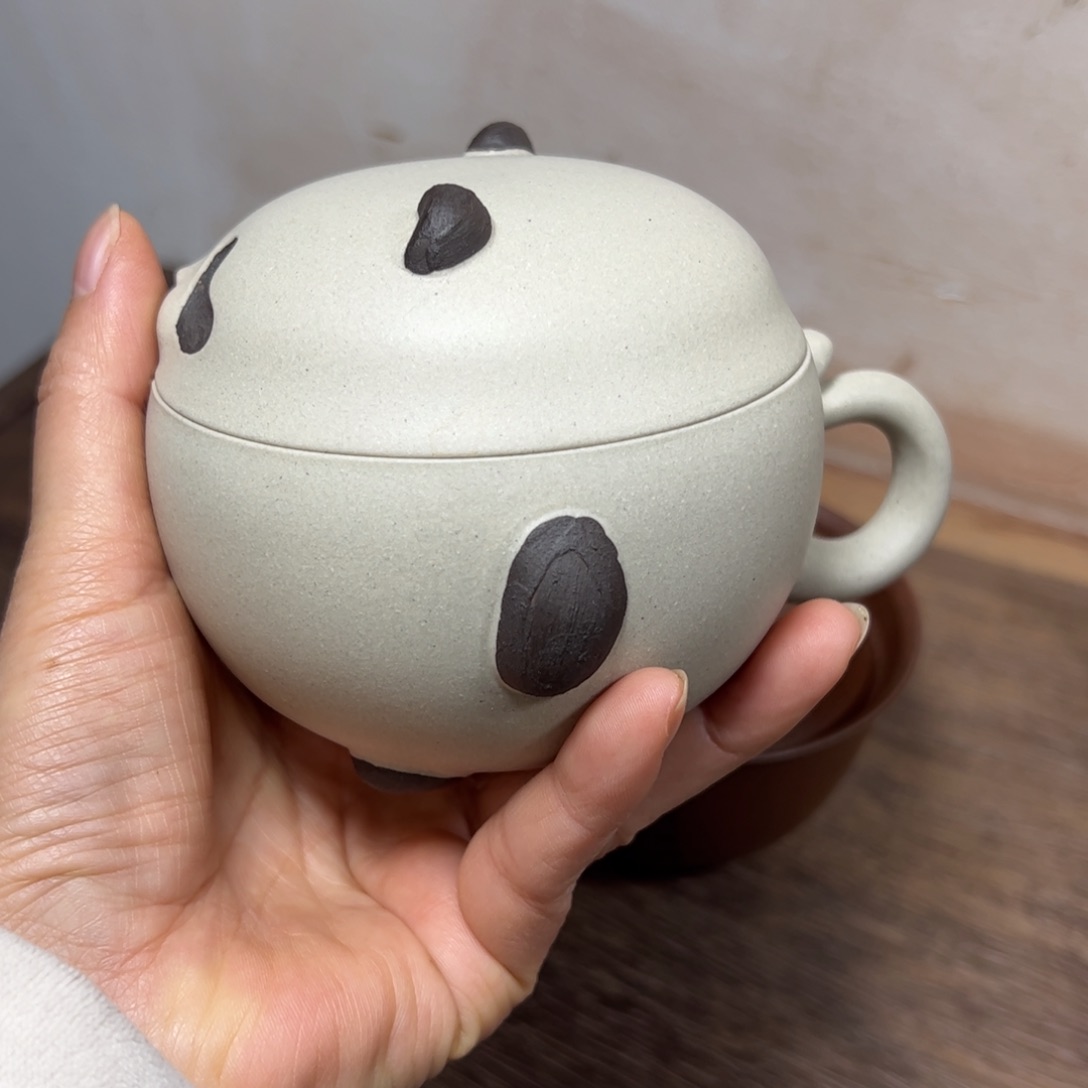 段泥茶杯白段熊猫盖杯