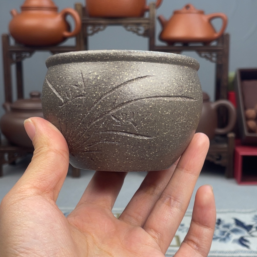 紫砂茶杯天晴兰花杯