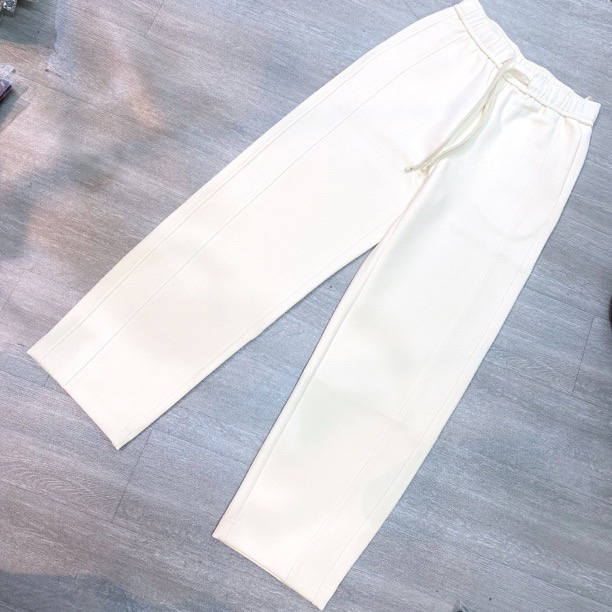 纹理宽扁带抽绳百搭弯刀休闲裤-果梓6455