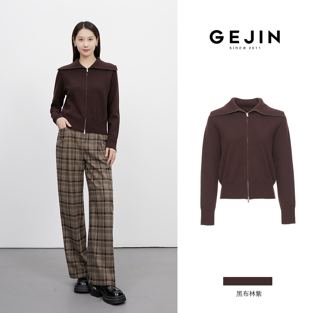 GEJIN/歌锦秋冬新款翻领慵懒随性时尚百搭毛针织衫上衣9432562542