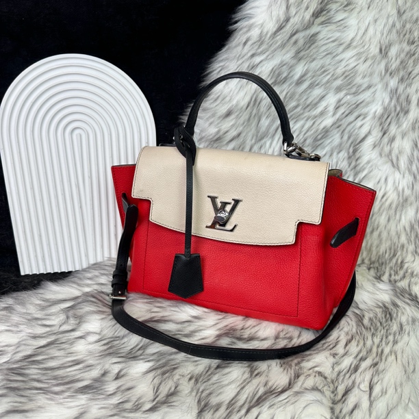 95新 LouisVuitton/路易威登 红白拼色lockme手袋