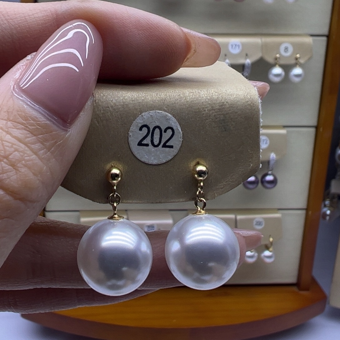 淡水珍珠耳饰银S925镶嵌