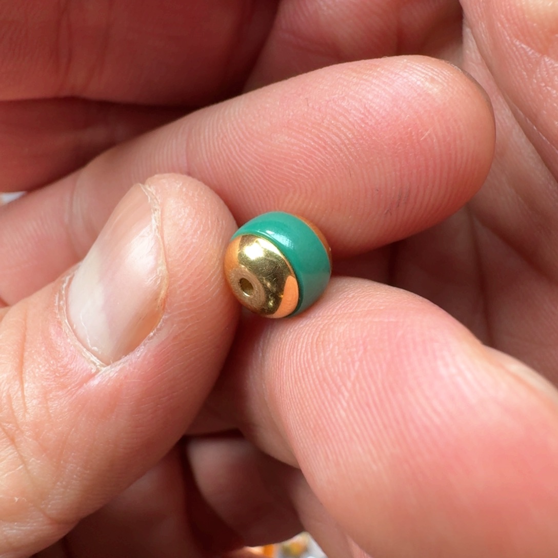 绿松石老型8.4mm18K金镶嵌木*