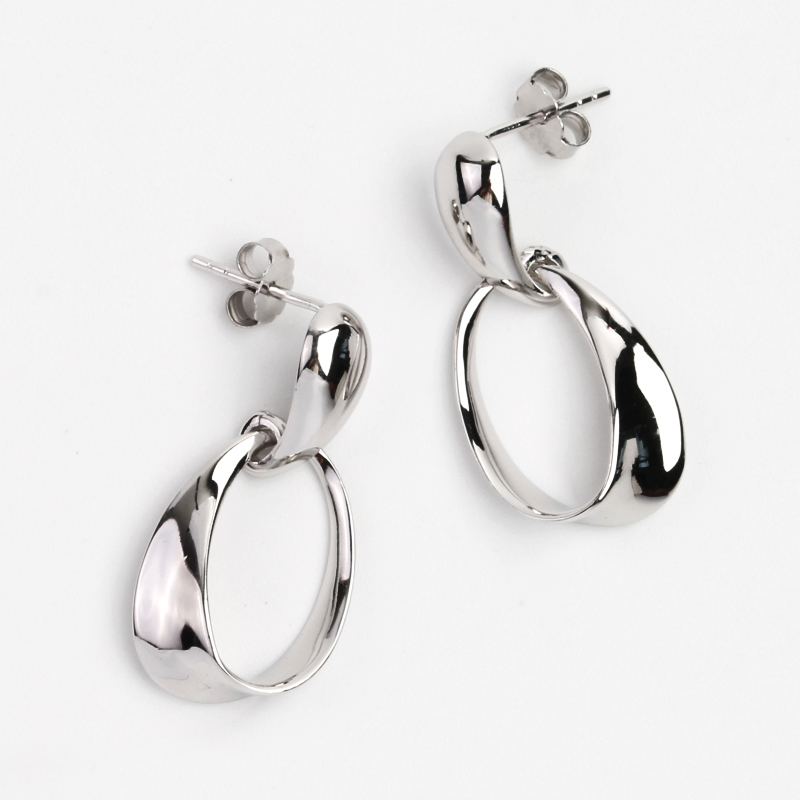 925银玻璃耳饰 925纯银水滴耳环女 复古港风扭纹耳钉 气质百搭上