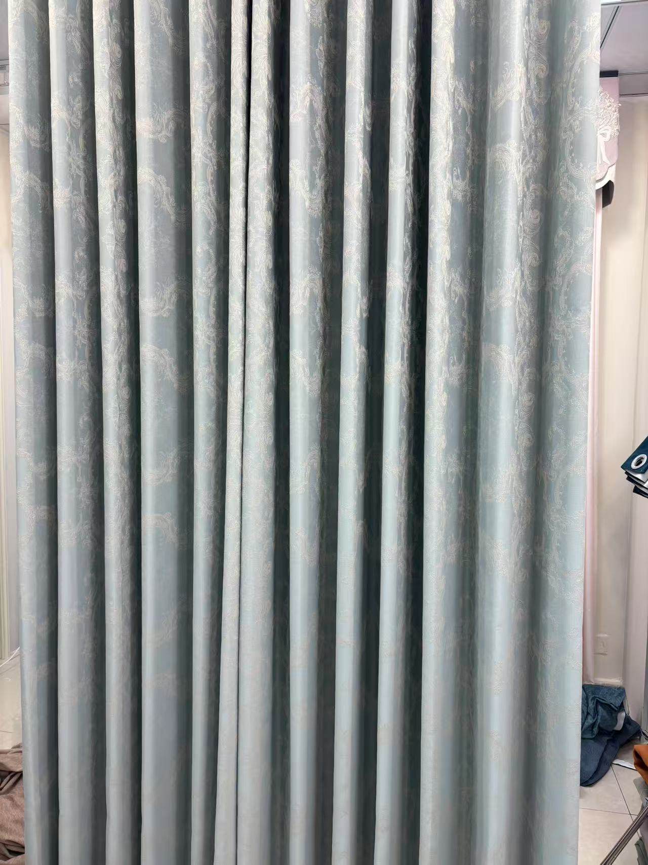 雪尼尔色织提花全遮光窗帘窗帘布法式复古浪漫适用于卧室客厅新款