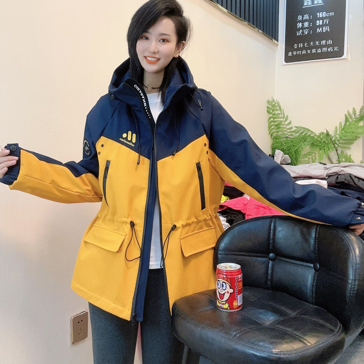 【品质】【薄棉】秋季设计款中间抽绳显瘦遮肉款小个子宽松外套9911