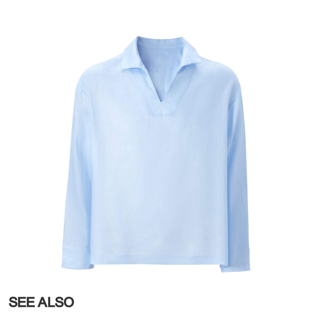 SEE ALSO『雨露亚麻』海鸥领老钱松弛感新贵原麻肌理廓形深V领衬