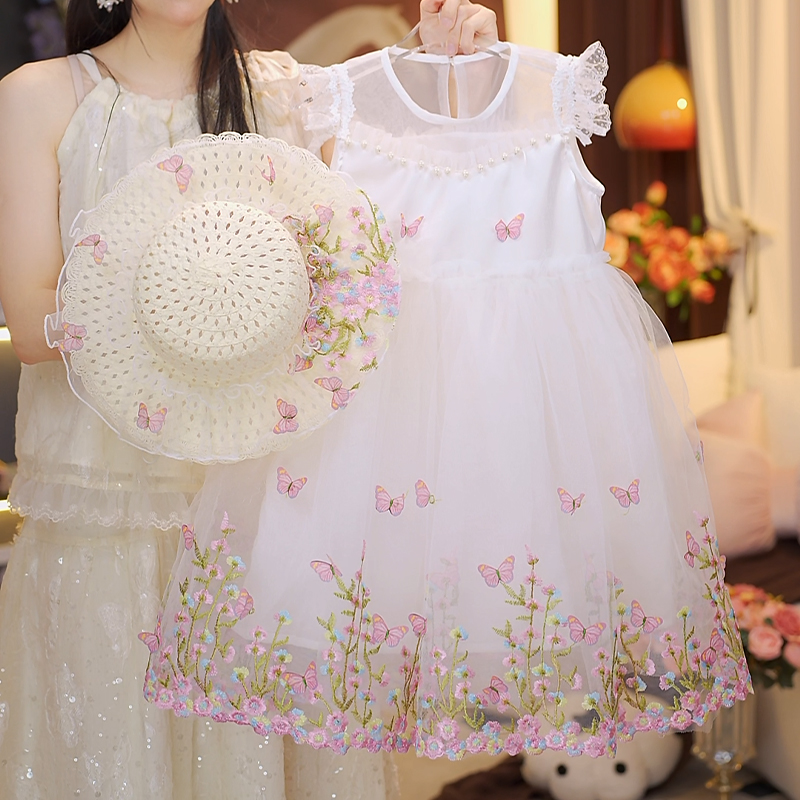 【BK】【送帽子】夏季新款女童洋气小花仙甜美碎花蓬蓬连衣裙HCF142