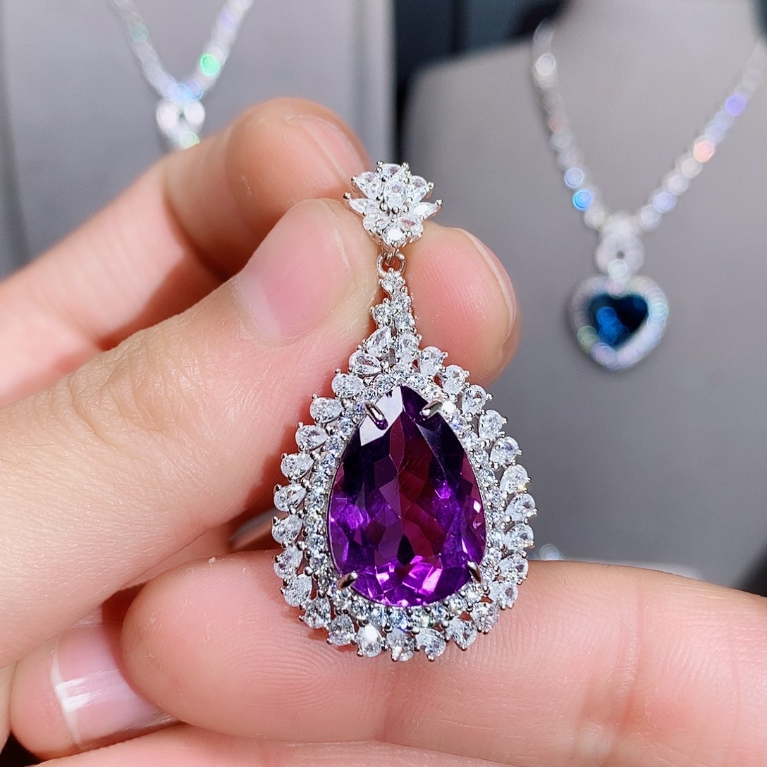 紫晶吊坠(不含链)银S925镶嵌艾****子